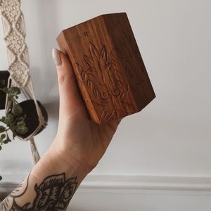Carved wooden storage container